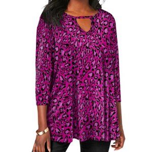 Jessica London keyhole swing tunic raspberry leopard 14W 16 18